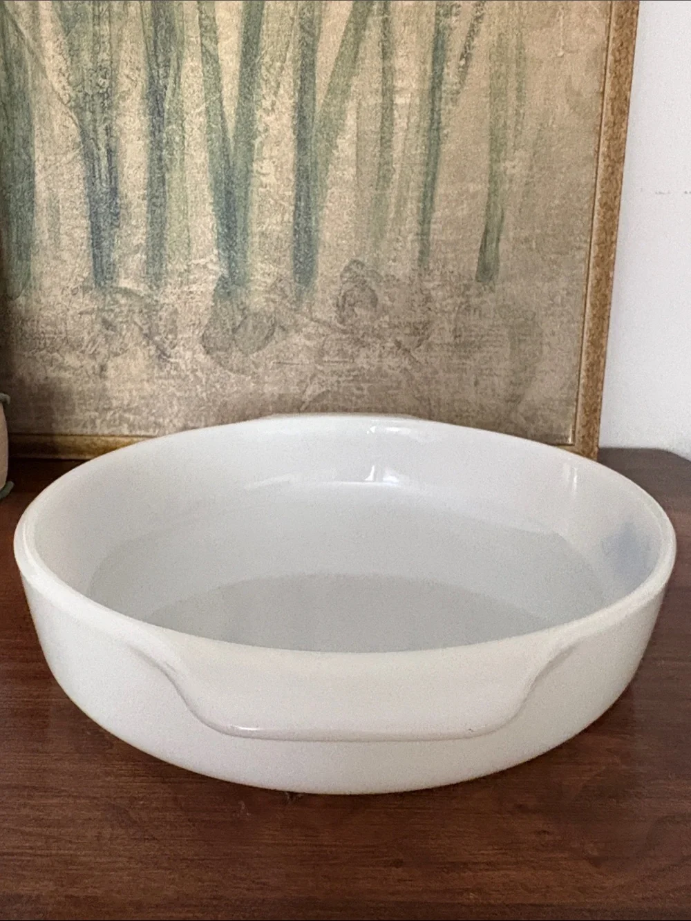 ANCHOR HOCKING FIRE-KING ‘Blue Cornflower’ Milk Glass 9” Round Dish Vintage